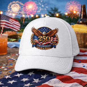 Patriotic Copper Wings of Liberty Emblem Trucker Hat