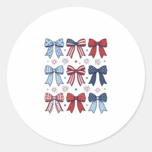 Patriotic Coquette Bows Vintage Vector Design_1 Classic Round Sticker