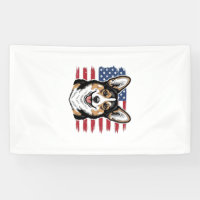 Patriotic Corgi American Flag Vintage Vector Desig