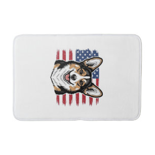 Patriotic Corgi American Flag Vintage Vector Desig Bath Mat