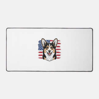 Patriotic Corgi American Flag Vintage Vector Desig Desk Mat