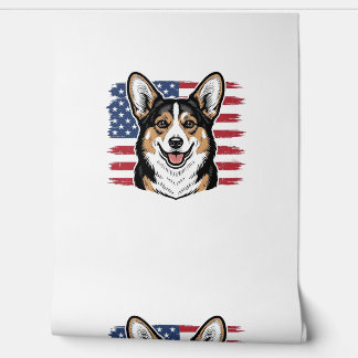 Patriotic Corgi American Flag Vintage Vector Desig Wallpaper