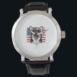 Patriotic Corgi American Flag Vintage Vector Desig Watch<br><div class="desc">Patriotic Corgi American Flag Vintage Vector Design_1</div>