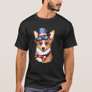 Patriotic Corgi Dog Fourth of July 4th America Fla T-Shirt