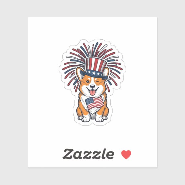 Patriotic Corgi Fireworks Dog Vector Design_1 (Sheet)