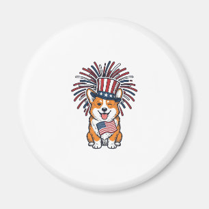 Patriotic Corgi Fireworks Dog Vector Design_1 Magnet