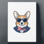 Patriotic Corgi Sunglasses Vintage Vector Art_1 Plaque<br><div class="desc">Patriotic Corgi Sunglasses Vintage Vector Art_1</div>