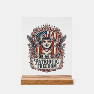 Patriotic Corgi Vector Graphic Tee_1 Acrylic Sign