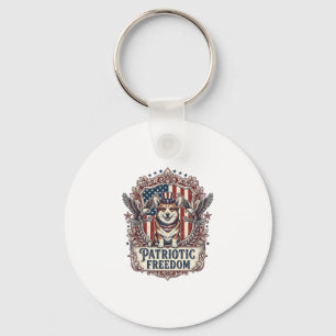 Patriotic Corgi Vector Graphic Tee_1 Keychain