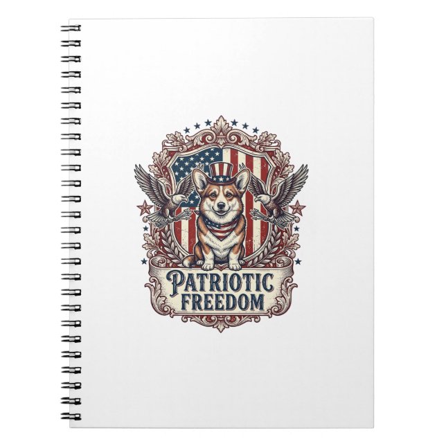 Patriotic Corgi Vector Graphic Tee_1 Notebook (Front)