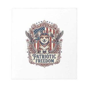 Patriotic Corgi Vector Graphic Tee_1 Notepad