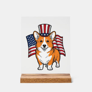 Patriotic Corgi Vintage Engraving Shirt Design_1 Acrylic Sign