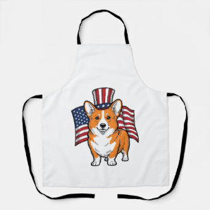 Patriotic Corgi Vintage Engraving Shirt Design_1 Apron