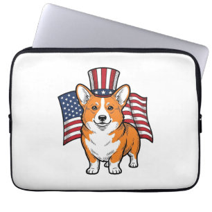 Patriotic Corgi Vintage Engraving Shirt Design_1 Laptop Sleeve