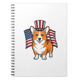Patriotic Corgi Vintage Engraving Shirt Design_1 Notebook