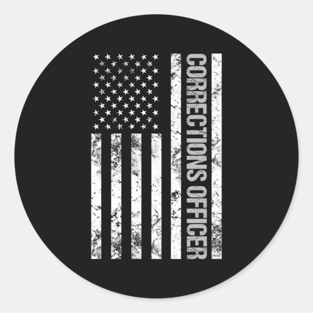 Patriotic Corrections Officer Classic Round Sticker (Front)