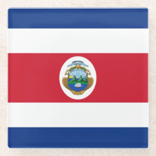 Patriotic Costa Rica Flag Glass Coaster