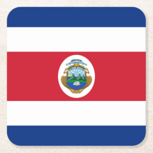 Patriotic Costa Rica Flag Square Paper Coaster