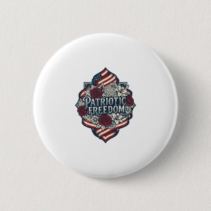 Patriotic Cottage Garden Vector Graphic Tee_1 2 Inch Round Button