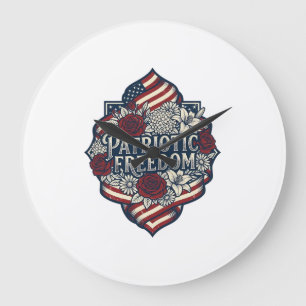 Patriotic Cottage Garden Vector Graphic Tee_1 Large Clock