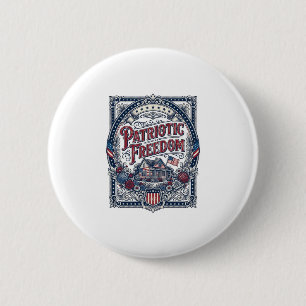 Patriotic Cottage Garden Vector Graphic Tee 2 Inch Round Button
