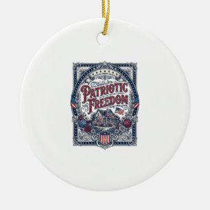 Patriotic Cottage Garden Vector Graphic Tee Ceramic Ornament