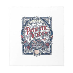Patriotic Cottage Garden Vector Graphic Tee Notepad