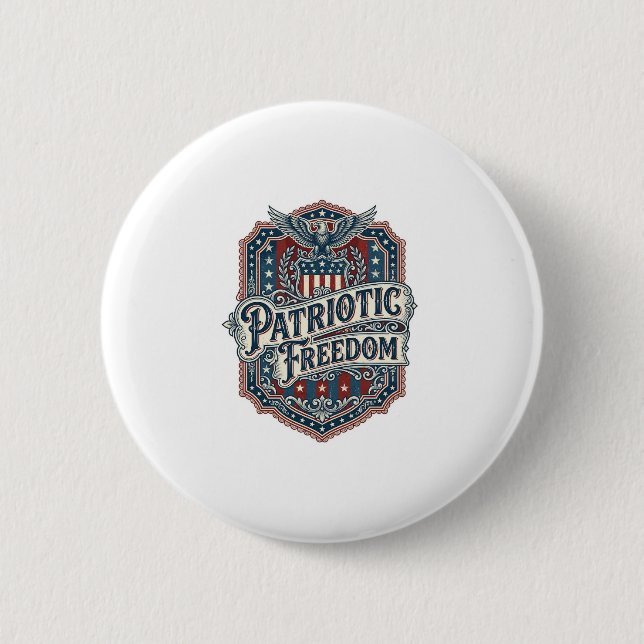 Patriotic Country Gospel Vector Graphic Tee 2 Inch Round Button (Front)