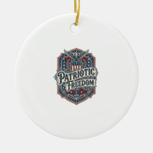 Patriotic Country Gospel Vector Graphic Tee Ceramic Ornament
