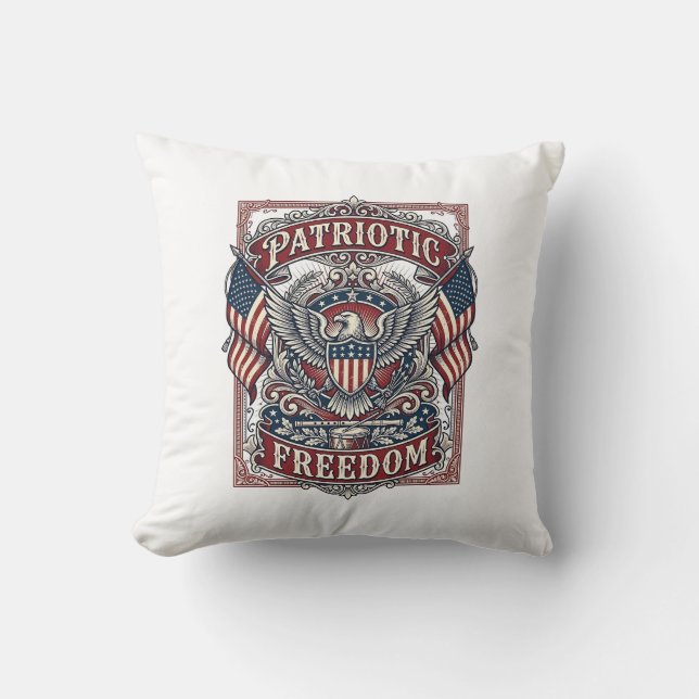 Patriotic County Parade Vector Graphic Tee_1 Throw Pillow (Front)