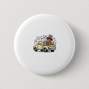 Patriotic Cow 4th of July Truck Vector Design_1 2 Inch Round Button