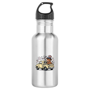 Patriotic Cow 4th of July Truck Vector Design_1 532 Ml Water Bottle