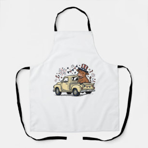 Patriotic Cow 4th of July Truck Vector Design_1 Apron