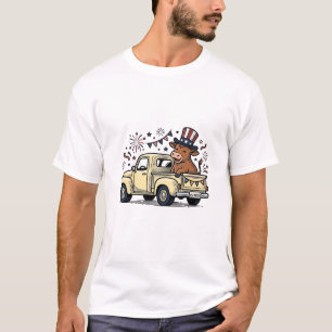 Patriotic Cow 4th of July Truck Vector Design_1 T-Shirt