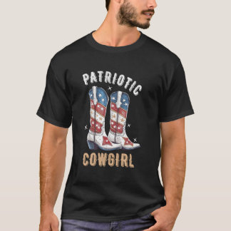 Patriotic Cow Boots American Flag July 4Th Of July T-Shirt
