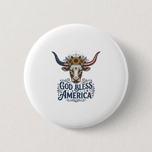 Patriotic Cow God Bless America Vintage Shirt Desi 2 Inch Round Button
