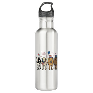 Patriotic Cow Lineup Vintage Vector Shirt Design_1 710 Ml Water Bottle