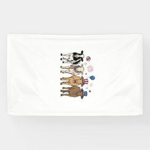 Patriotic Cow Lineup Vintage Vector Shirt Design_1 Banner