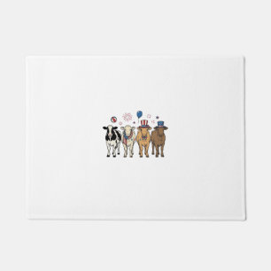 Patriotic Cow Lineup Vintage Vector Shirt Design_1 Doormat