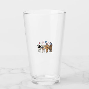 Patriotic Cow Lineup Vintage Vector Shirt Design_1 Glass