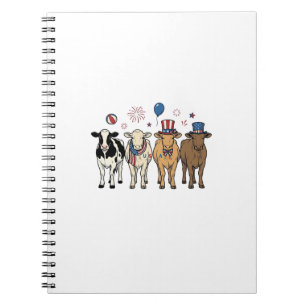 Patriotic Cow Lineup Vintage Vector Shirt Design_1 Notebook