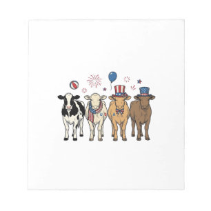 Patriotic Cow Lineup Vintage Vector Shirt Design_1 Notepad
