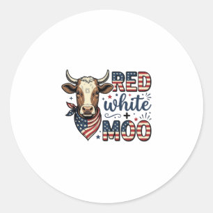 Patriotic Cow Red White Moo 4th of July Shirt Desi Classic Round Sticker
