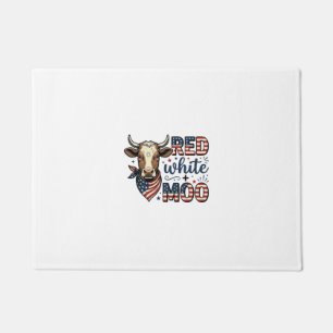 Patriotic Cow Red White Moo 4th of July Shirt Desi Doormat