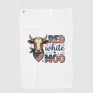 Patriotic Cow Red White Moo 4th of July Shirt Desi Golf Towel