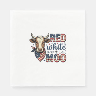 Patriotic Cow Red White Moo 4th of July Shirt Desi Napkin