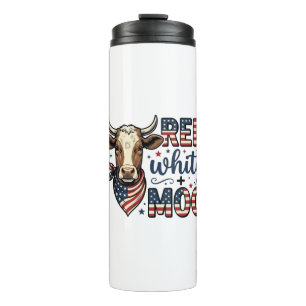 Patriotic Cow Red White Moo 4th of July Shirt Desi Thermal Tumbler