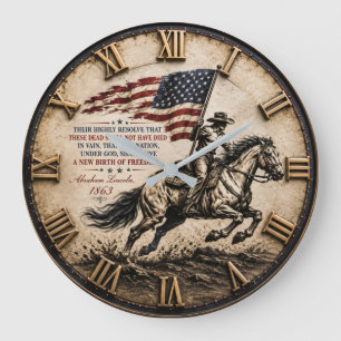 Patriotic Cowboy Abraham Lincoln Quote Large Clock