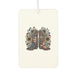 Patriotic Cowboy Boots Sunflower Floral Shirt Desi Air Freshener