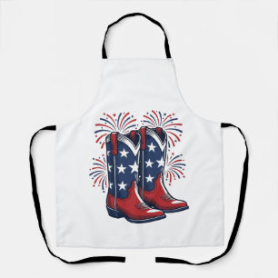 Patriotic Cowboy Boots Vintage Western Shirt Desig Apron